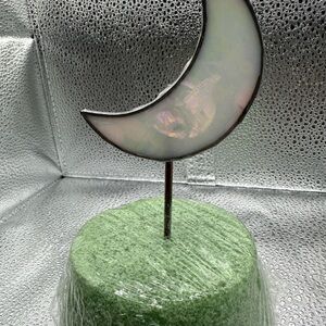 Iridescent Crescent stain glass Moon Decor